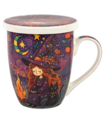 Mug de Porcelana con Filtro Metalizado, Estilo Bruja, 300ml