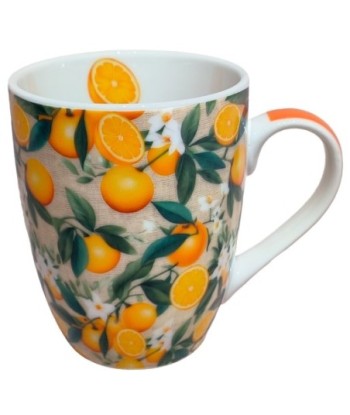 Mug Naranjas Porcelana con Caja Regalo - Estilo Fresco y Colorido