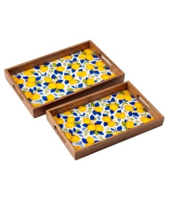 Bandejas Limones 2U de Madera y Resina | Decoración Colorida y Práctica