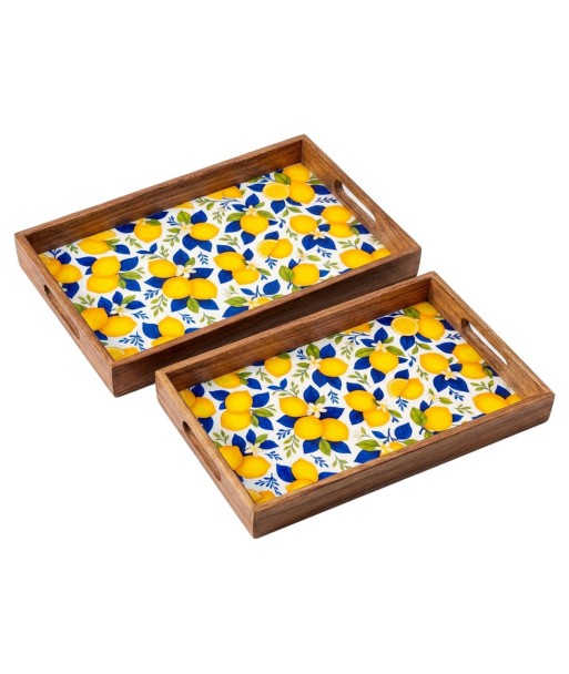 Bandejas Limones 2U de Madera y Resina | Decoración Colorida y Práctica