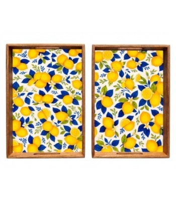 Bandejas Limones 2U de Madera y Resina | Decoración Colorida y Práctica