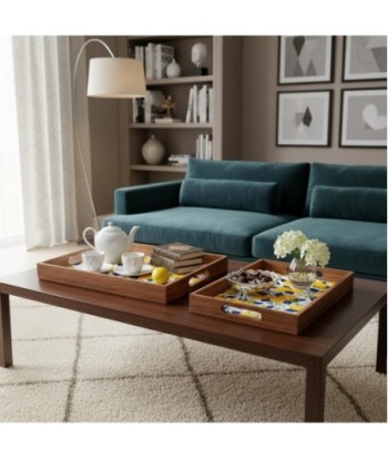 Bandejas Limones 2U de Madera y Resina | Decoración Colorida y Práctica