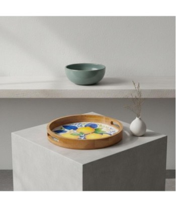 Bandeja de Decoración de Madera y Resina con Limones - Estilo Colorido y Natural