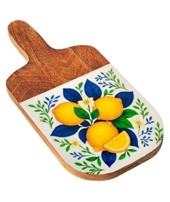 Tabla Cortar Limones de Madera y Resina - Diseño Floral Colorido