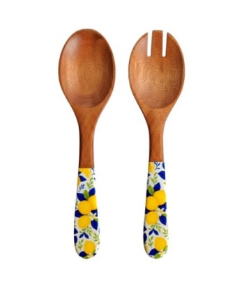 Set Cuchara y Tenedor Limones de Madera y Resina, Estilo Colorido y Moderno