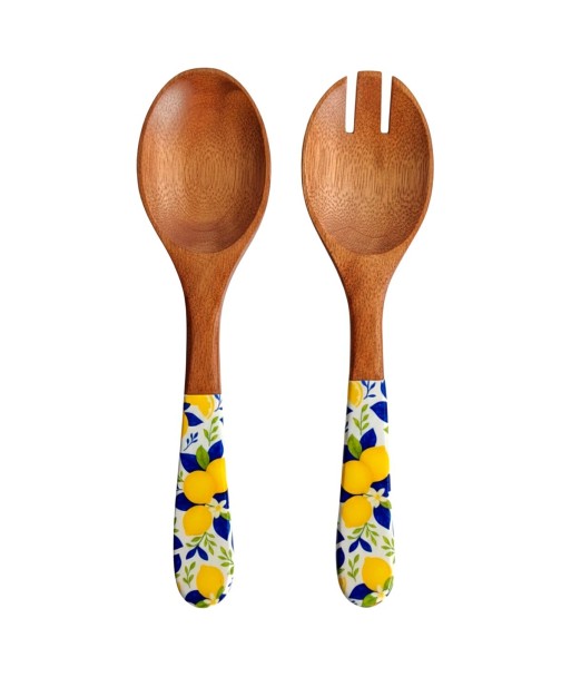 Set Cuchara y Tenedor Limones de Madera y Resina, Estilo Colorido y Moderno
