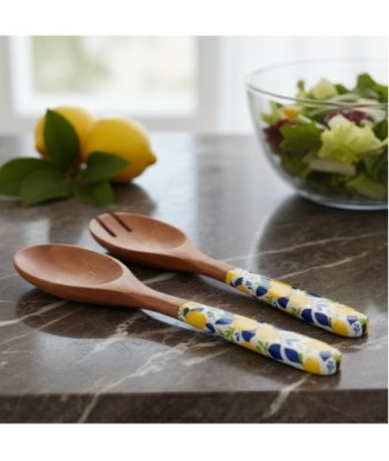 Set Cuchara y Tenedor Limones de Madera y Resina, Estilo Colorido y Moderno