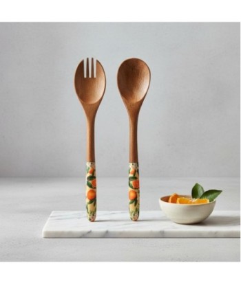 Set Cuchara y Tenedor Naranjas de Madera y Resina, Diseño Tropical
