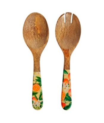 Set Cuchara y Tenedor Naranjas de Madera y Resina - Estilo Tropical