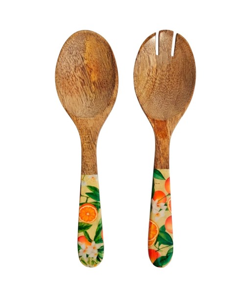 Set Cuchara y Tenedor Naranjas de Madera y Resina - Estilo Tropical