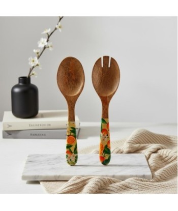 Set Cuchara y Tenedor Naranjas de Madera y Resina - Estilo Tropical