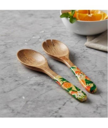 Set Cuchara y Tenedor Naranjas de Madera y Resina - Estilo Tropical