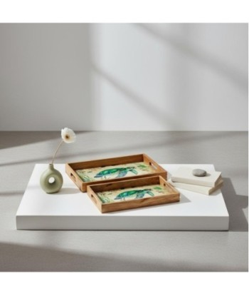 Bandejas de Tortuga 2U en Madera y Resina | Decoración Acuática