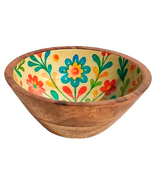 Cuenco Flores S de Madera y Resina - Decoración Colorida para el Hogar