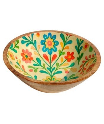 Cuenco Flores L de Madera y Resina - Color Beige, Estilo Colorido y Decorativo