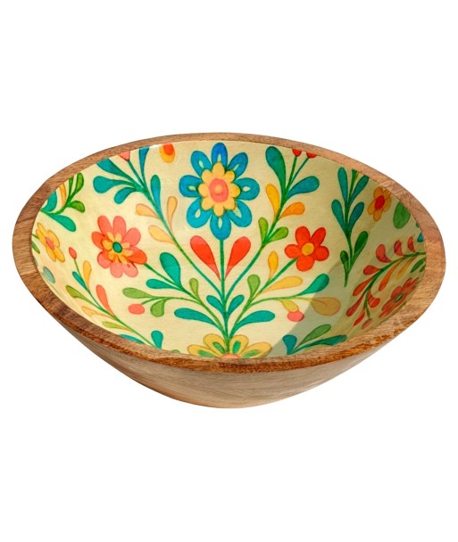 Cuenco Flores L de Madera y Resina - Color Beige, Estilo Colorido y Decorativo