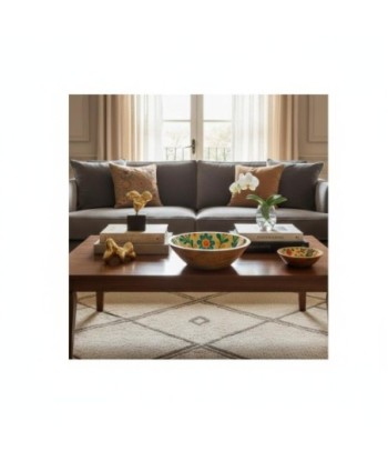 Cuenco Flores L de Madera y Resina - Color Beige, Estilo Colorido y Decorativo