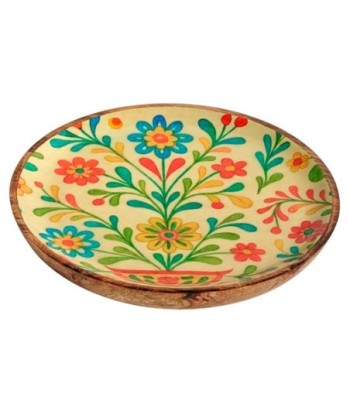 Plato Flores L de Madera y Resina - Decorativo y Colorido