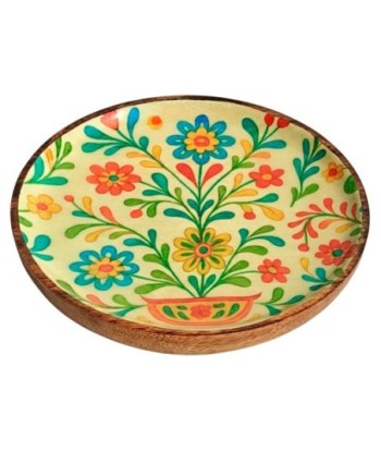 Plato Flores S de Madera y Resina - Decoración Colorida para el Hogar