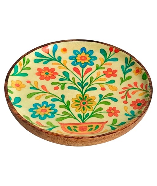 Plato Flores S de Madera y Resina - Decoración Colorida para el Hogar