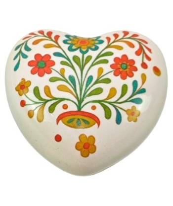 Figura Corazón Flores de Cerámica - Decoración Colorida y Artística
