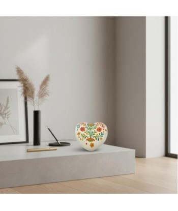 Figura Corazón Flores de Cerámica - Decoración Colorida y Artística