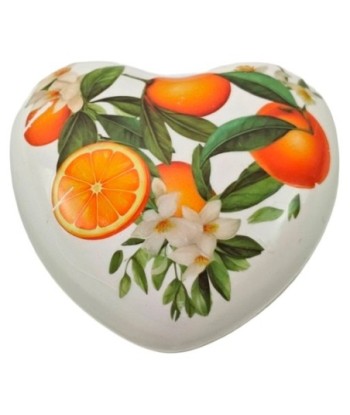 Figura Corazón Naranja de Cerámica con Flores