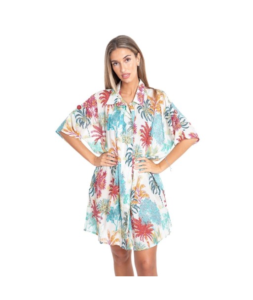 Camisa de Mujer Azul Estampada, Camisera de Algodón, Perfecta para Ocasiones Casual y Elegantes, Moda Isla Bonita,