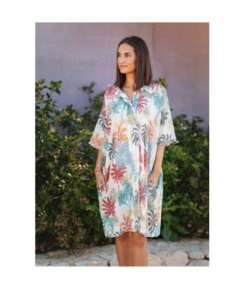 Camisa de Mujer Azul Estampada, Camisera de Algodón, Perfecta para Ocasiones Casual y Elegantes, Moda Isla Bonita,