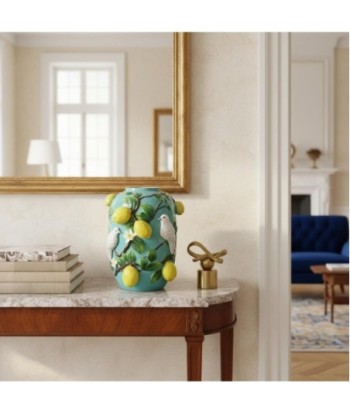 Jarrón Limones de Dolomita Decorativo Estilo Tropical