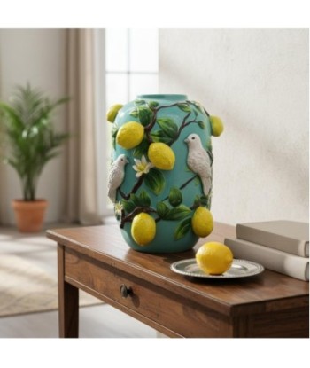 Jarrón Limones de Dolomita Decorativo Estilo Tropical