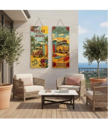Adorno 2U MDF 'Relax at the Beach' y 'Endless Summer' Estilo Playero