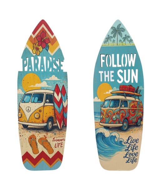 Adorno de Pared Jardín MDF 'Paradise' y 'Follow the Sun' - Estilo Playa Colorido