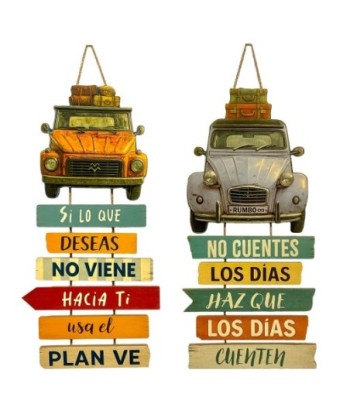 Adorno Pared Jardín MDF - Decoración Colorida de Autos Vintage - Estilo Original