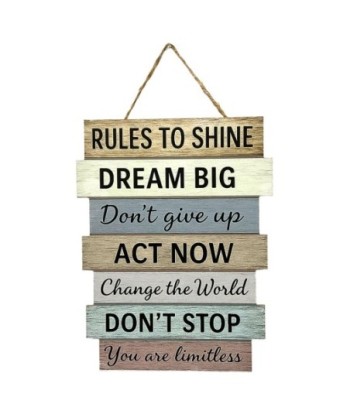 Adorno Pared Rules To Shine MDF - Estilo Motivacional para Hogar