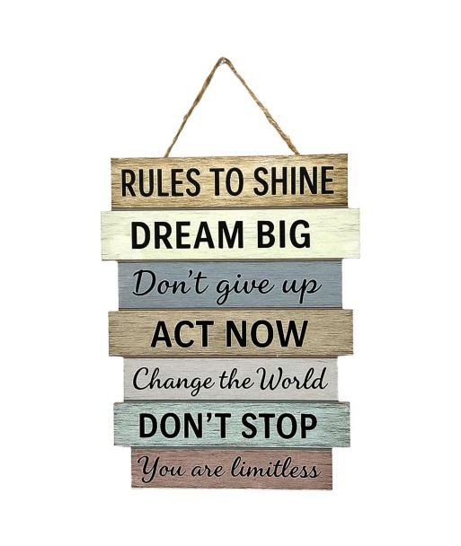 Adorno Pared Rules To Shine MDF - Estilo Motivacional para Hogar