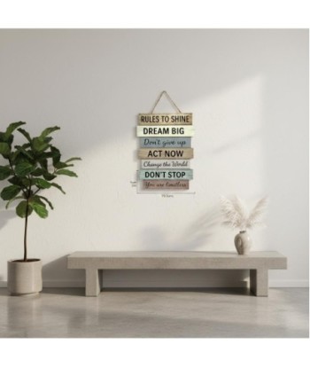 Adorno Pared Rules To Shine MDF - Estilo Motivacional para Hogar
