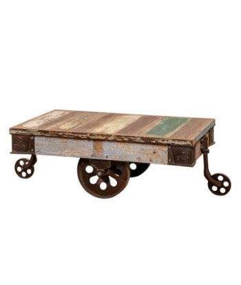 Mesa Auxiliar con Ruedas de Madera Estilo Vintage