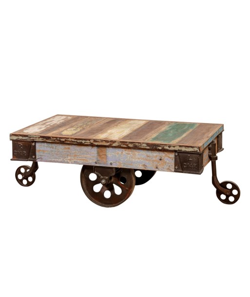 Mesa Auxiliar con Ruedas de Madera Estilo Vintage