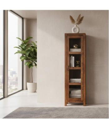 Estantería de Madera con Puertas de Vidrio - Estilo Rústico y Funcional