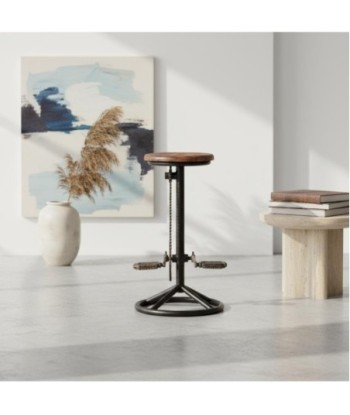Taburete de Madera Ajustable - Estilo Industrial