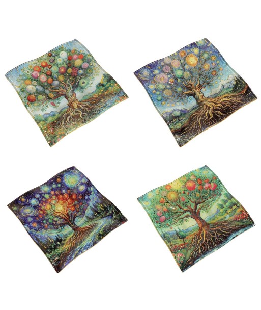 Plato Árbol Vida de Vidrio - Decoración Colorida para Mesa