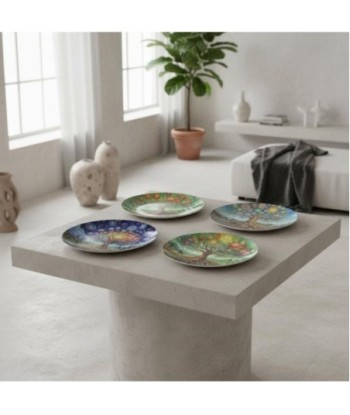 Plato Árbol Vida de Vidrio - Decoración Colorida para Mesa