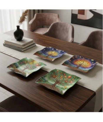 Plato Árbol Vida de Vidrio - Decoración Colorida para Mesa