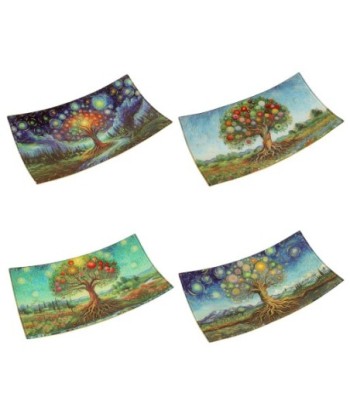 Plato Árbol Vida de Vidrio - Decorativo y Colorido