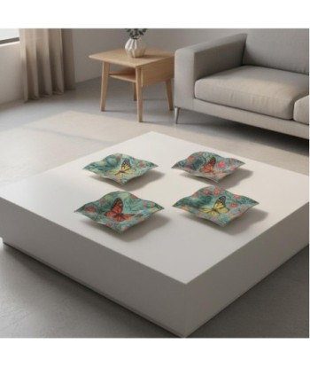 Plato Mariposa de Vidrio Decorativo, Diseño Floral Colorido