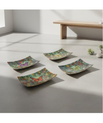 Plato Mariposa de Vidrio - Diseño Floral y Colorido para Decoración