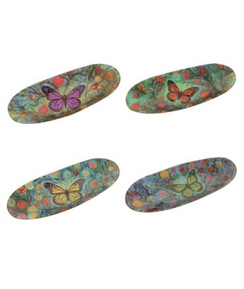 Plato Mariposa de Vidrio Decorativo - Diseño Colorido y Floral
