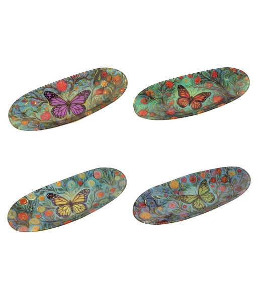 Plato Mariposa de Vidrio Decorativo - Diseño Colorido y Floral