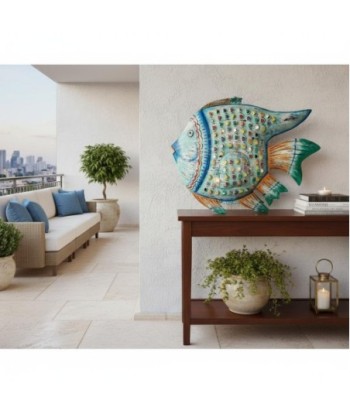 Pez Portavelas de Hojalata Colorido - Decoración Marina